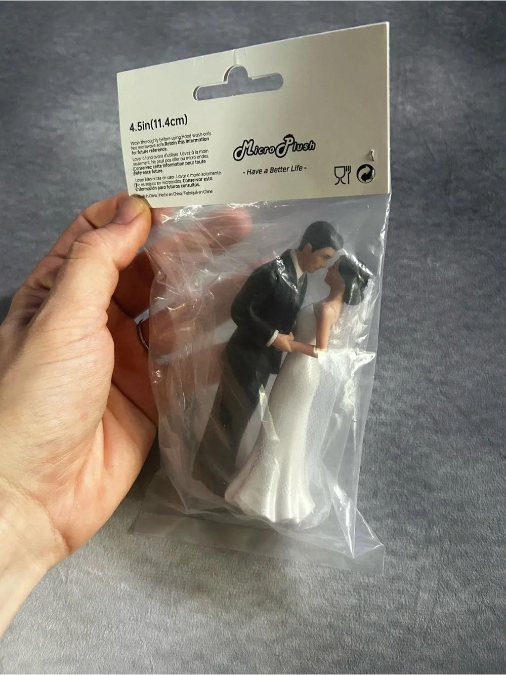 Classic Vintage Style White & Black Wedding Cake Topper Bride and Groom Figurine